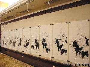 范曾流水線作畫現(xiàn)場(chǎng)。